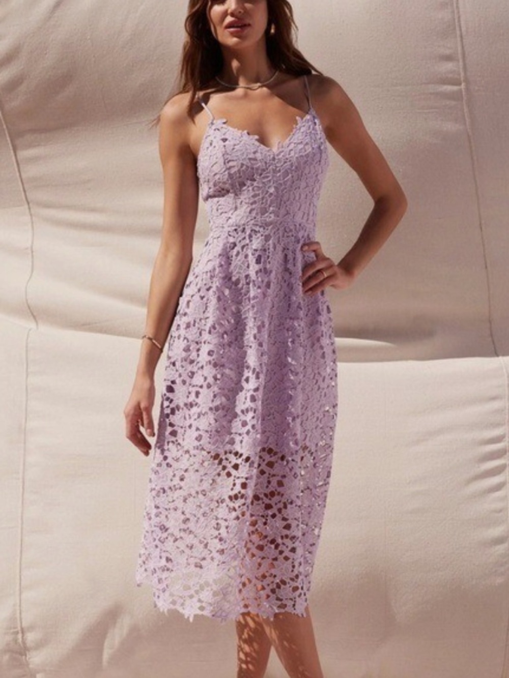ASTR the Label Lilac Lace Midi Dress Size M